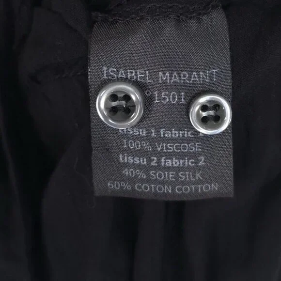 ISABEL MARANT ETOILE Knee-Length Black Ruffle‎ Pleated Dress Size 40 SILK Blend
